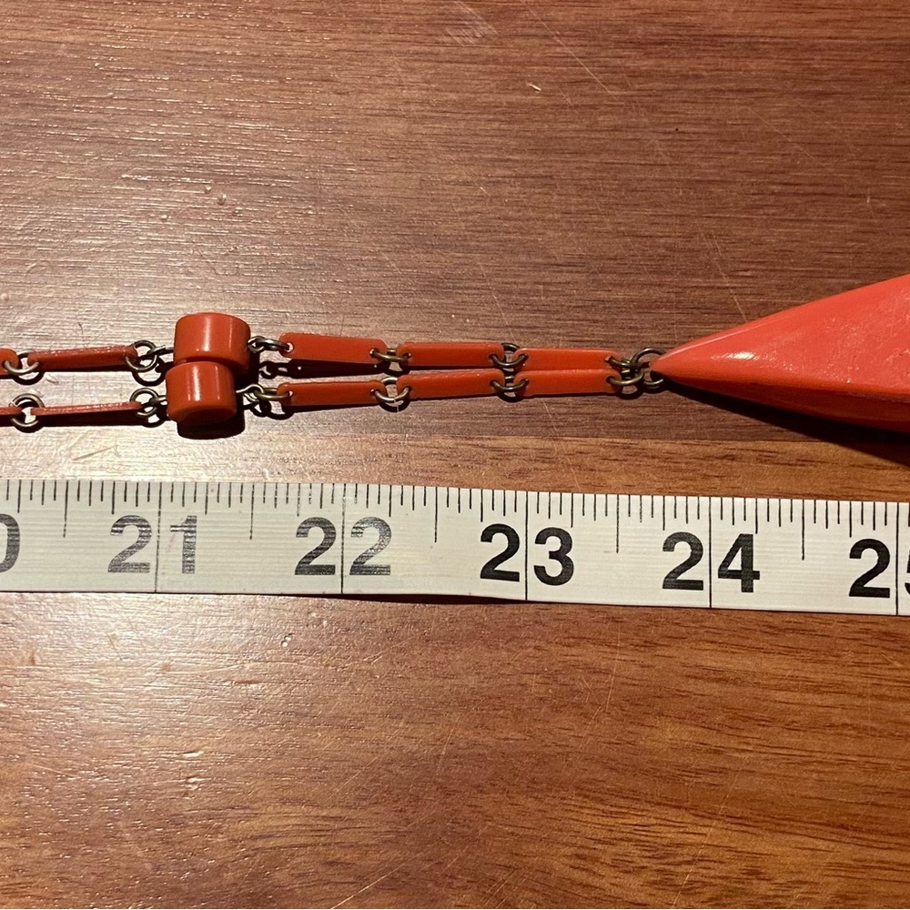 Vintage 20s Art Deco Coral Celluloid Flapper Necklace Catalin Bakelite Beaded - Picture 7 of 8